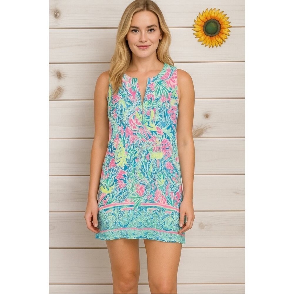 lilly pulitzer kelby stretch shift dress in mermaid cove print size 4